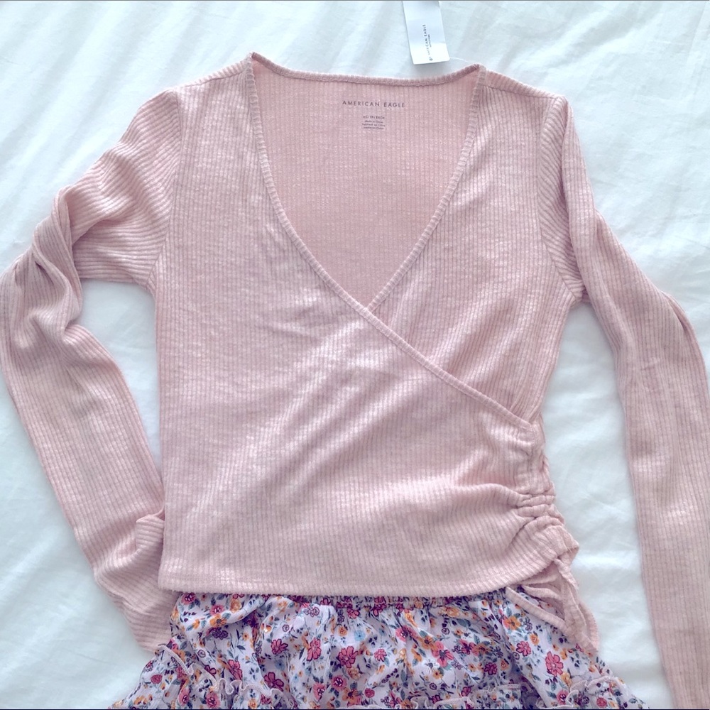 American Eagle faux wrap top NWT